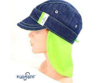 Children's summer hat jeans denim hat Michel hat *MICHEL* peaked cap with neck protection *sun protection, neck protection adjustable in size