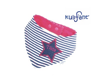 Triangular scarf stripe, with name / pink marine white little star baby gift girl girl