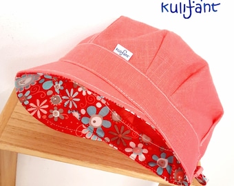 Cappello estivo LOUIS in lino, berretto con visiera in lino, cappello da spiaggia floreale, cappello leggero in lino, taglia regolabile, cappello da sole, asilo nido nella foresta