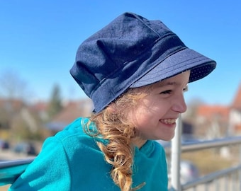 Jeans peaked cap MIA with cable hole *girls* growing with the child denim hat sun hat holiday hat design hat cap denim cap newsboy cap denim cap