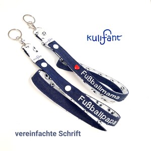 Denim Schlüsselband Name schwarz lanyard mit Namen Fußballfan personalisiert Geschenk Geburtstag Jungen Fußball praktisch für die Schule weiß