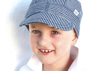 Sommermütze MICHEL Jeansmütze DENIM CAP Schirmmütze Michelmütze Kind leicht  grössenverstellbar -summerstripe- Streifen luftig alle Größen