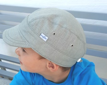 Sommermütze MICHEL 100% Leinen  Linen Michelmütze  Schirmmütze Sonnenschutz grössenverstellbar Urlaubshut Sonnenhut khaki capi verstellbar