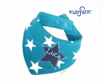 Jersey Dreieckstuch 2lagig saugstark Sterne petrol pink türkis Name Sabbertuch mit Namen Streifen Jerseytuch personalisiert Babygeschenk