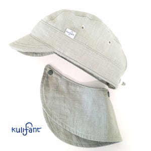 Linen summer hat MICHEL with detachable neck protection children&#39;s Michel hat peaked cap *sun protection* size adjustable holiday hat sun hat