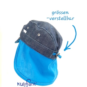 Children's summer hat jeans denim hat Michel hat *MICHEL* peaked cap neck protection sun protection, size adjustable biodenim light jeans