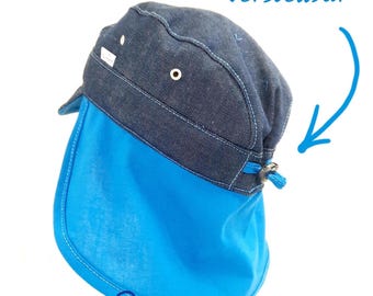 Cappello per bambini MICHEL cappello estivo cappello da sole protezione per il collo cappello in denim cappello Michel cappello con visiera protezione solare taglia regolabile biologico leggero