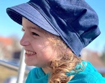 Jeansmütze Schirmmütze MIA Zopfloch *Mädchen* mitwachsend Denimmütze Sonnenmütze Urlaubsmütze Designmütze cap  denimcap Ballonmütze Cap