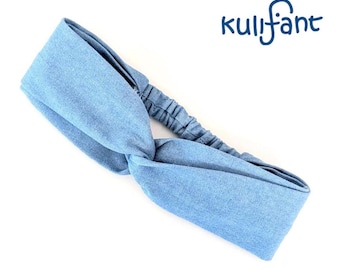 Haarband Jeanslook Stirnband mit Gummizug, Haarschmuck, Haarbänder,Haarband Summer , Denimhaarband , alle Größen, Stirnband Knotenlook