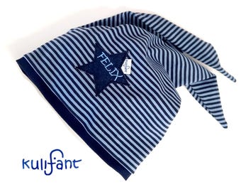 Zipfelmütze mit Namen bestickt Kindermütze ZIPFEL Beanie  "Stern&Streifen", mit Name  Jerseymütze Schulkindermütze mit Name Einschulung