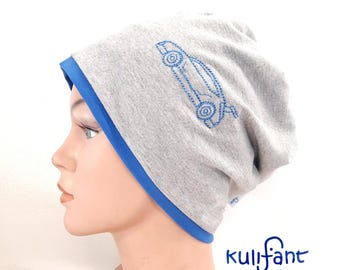 Jersey beanie hat *RACING CAR RACING CARS* blue plain other designs possible children's hat with vehicle children's jersey hat embroidered