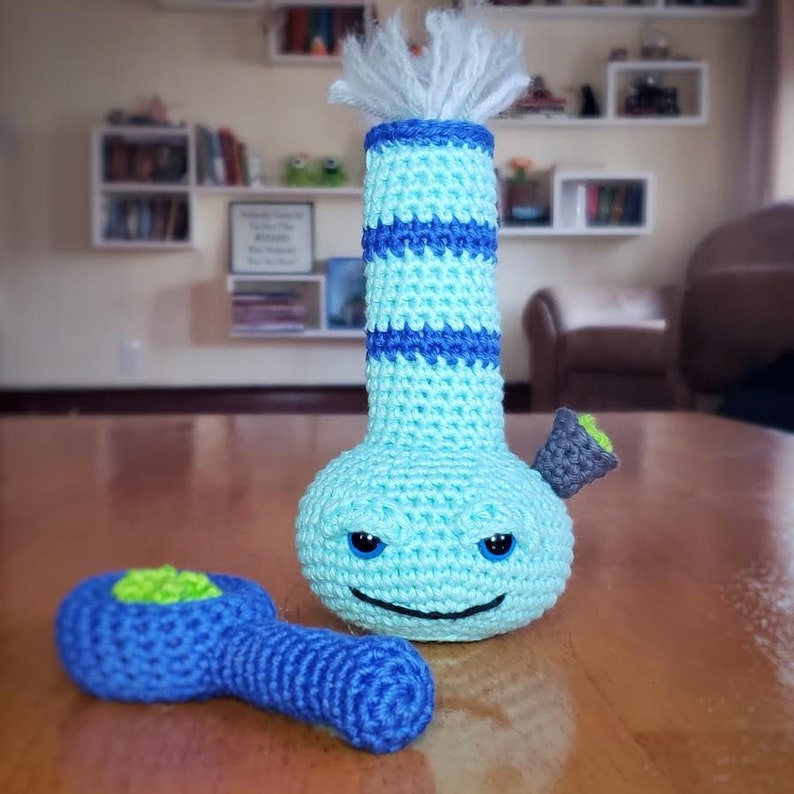 The Original Fun Unique Crochet Smoking Bong Plush and Bowl Etsy