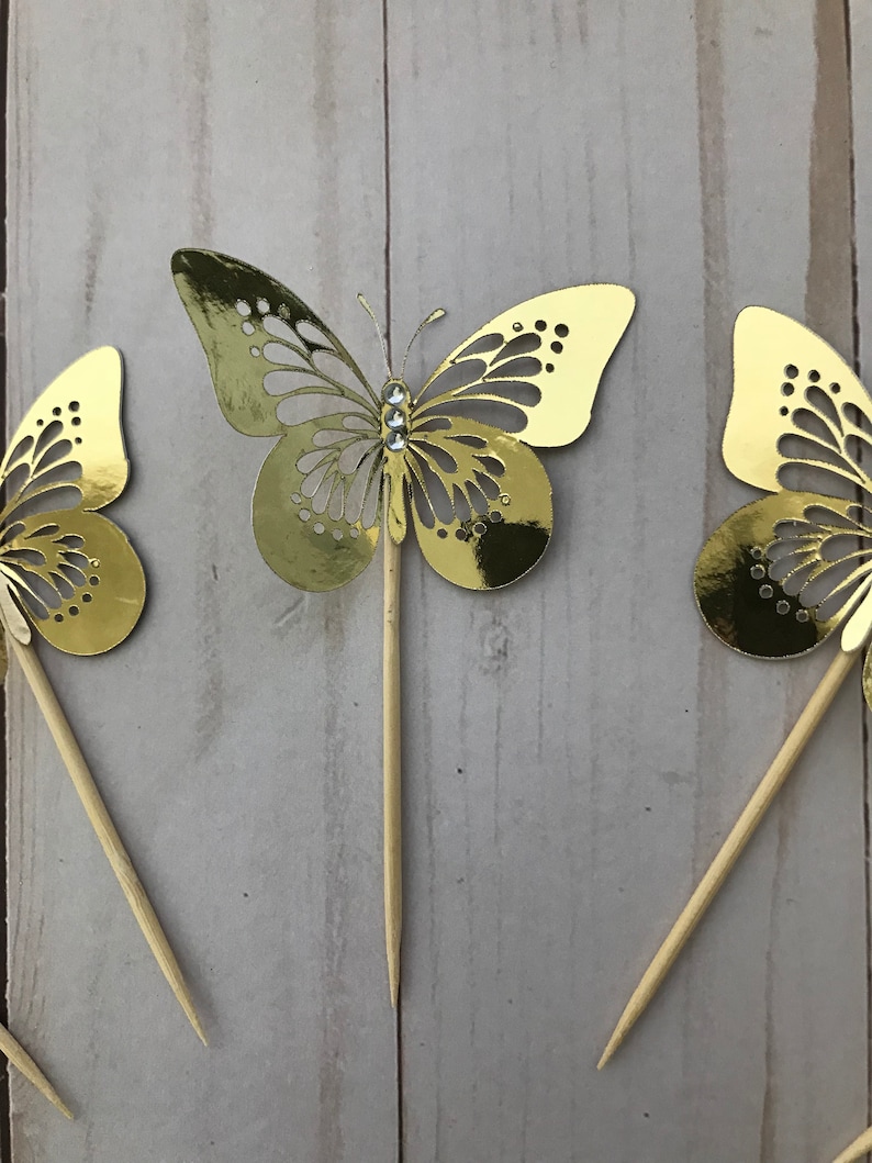 Gold Foil Butterfly Cupcake Toppers Etsy