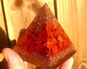 Red Jasper & Copper Orgone Pyramid