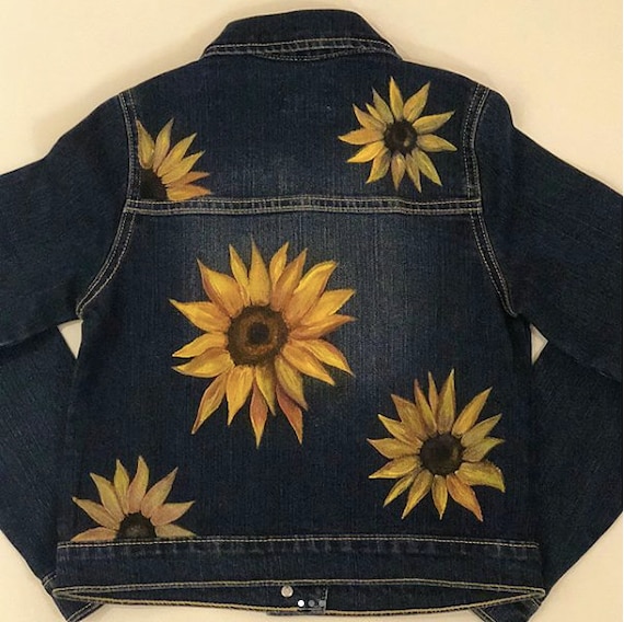 Hand Painted Sunflower Denim Jacket | Etsy