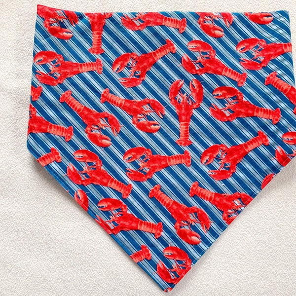 Blue Striped Lobster - Pet Bandana/Dog Bandana/Cat Bandana/Snap Bandana/ Non Medical Face Mask