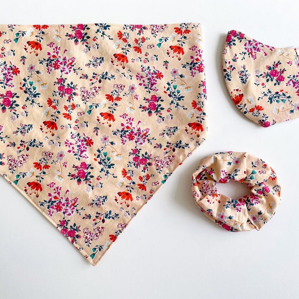 Elliott Floral - Pet Bandana/Dog Bandana/Cat Bandana/Snap Bandana/ Scrunchie / Non Medical Face Mask