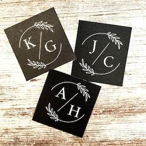 DIY Etched glass Stencil for DIY Glass Etching, Monogram with wreath, wedding, anniversary, DIY Gift