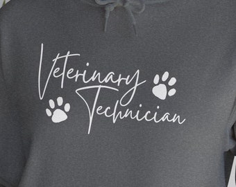 Felpa con cappuccio con impronte di zampe da tecnico veterinario, regalo per tecnico veterinario, maglione con grafica,