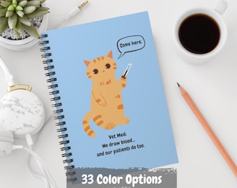 Funny Vet Tech Journal: Cartoon Cat Veterinarian Notebook