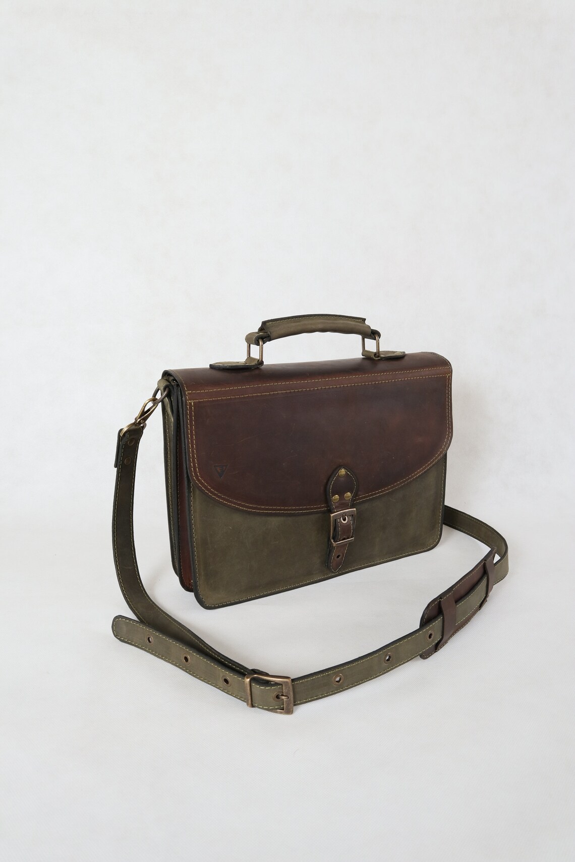 Laptop Briefcase Dark Green Briefcase Etsy