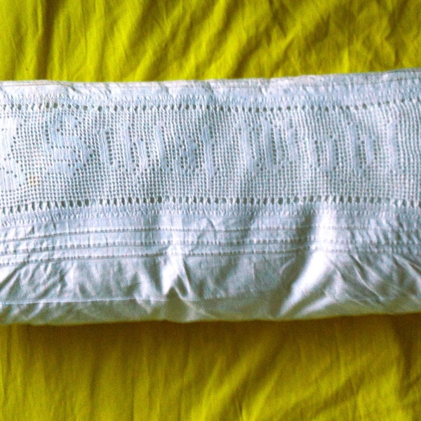 cotton sleeping pillow "Schlaf Wohl" (Sleep well) vintage with inlet