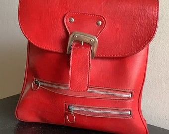 Sac à bandoulière vintage, Messengerbag 70s, rouge