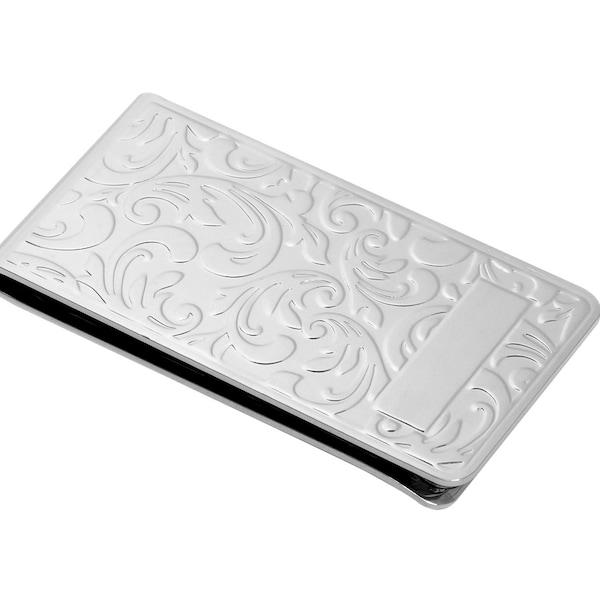 Design money clip silver rectangular with pattern dollar clip chrome-plated money clip for banknotes baroque style money clip clip clip new