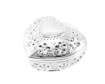 Jewelry box heart with floral pattern flowers flowers motif jewelry case case silver plated jewelry box jewelry box box noble