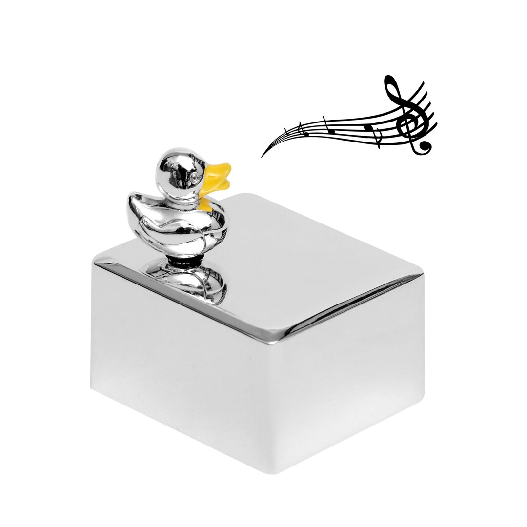 Design Music Box Baby Duck Silver Plated Engraving Girl Boy Animal