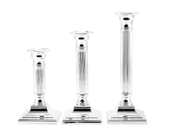 Candlestick 3 sizes silver thread silver-plated 15 19 23 cm candlestick square candelabra candlestick candle holder candle stand light round