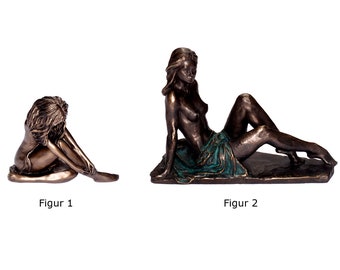 Conception figure décorative femme nue bronze résine synthétique sculpture à la main femme figure nue unique salon décoration fille tissu poudre de bronze
