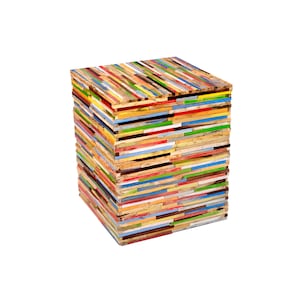 Design side table stool mixed wood colorful chair seat stool children block flower stool natural table flower table real wood upcycling coffee table