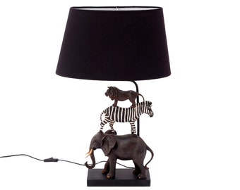 Table lamp children's room animals safari bedside lamp children's lamp lamp boys girls children's room lamp children's light elephant lion zebra