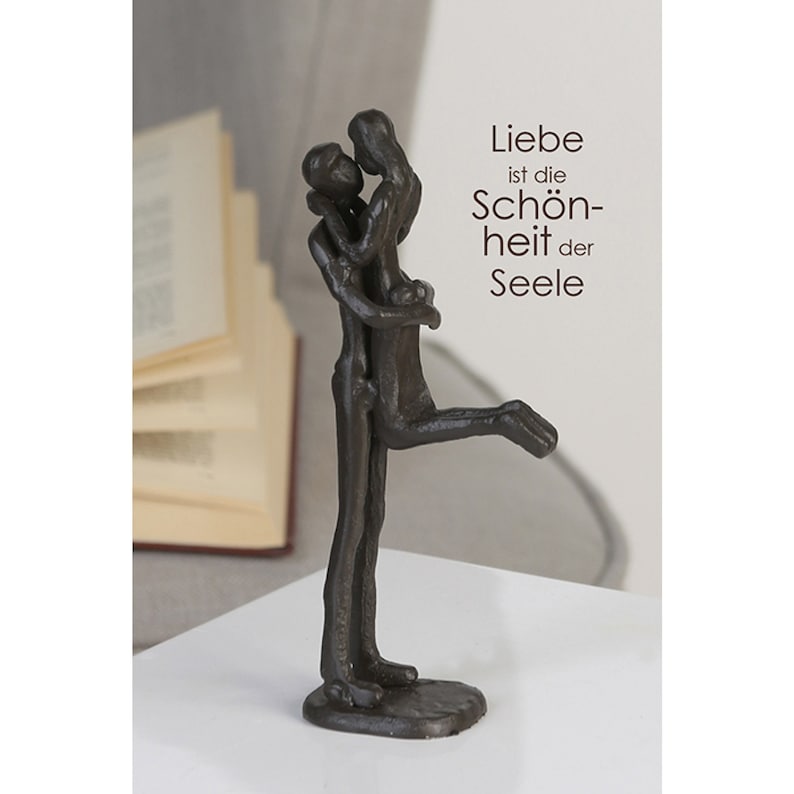 Ausdrucksstarke Skulptur aus Gusseisen kleine Liebespaar Figur Geschenk zur Hochzeit Love Couple Sculpture Eisenfigur Dekofigur Liebe Paar Bild 7