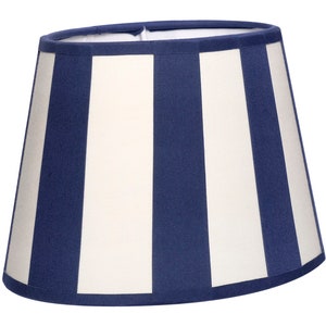 B-stock abat-jour de table rayé E27 rayures noir ovale bleu gris rouge bleu blanc beige abat-jour lampe Blau - Creme