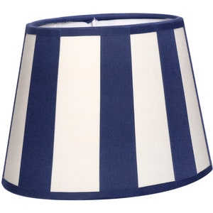 Paralume rigato da tavolo modello rigato design attacco E27 ovale tondo bianco marrone rosso blu nero paralume strisce lampada da tavolo Blau - Creme