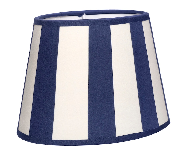 B-stock abat-jour de table rayé E27 rayures noir ovale bleu gris rouge bleu blanc beige abat-jour lampe Blau - Creme