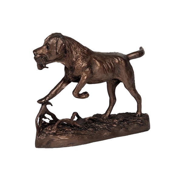 Resin Dekofigur Spaniel Jagdhund Bronzepulver Skulptur Tier Kunstharz Handmade Deko aus Kunst Figur Hund Cocker Kunstobjekt Hundefiguren neu