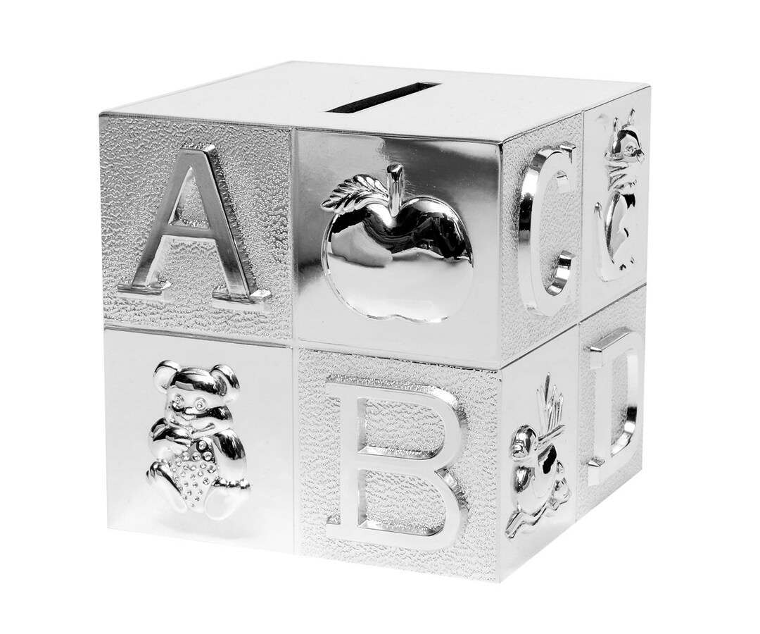 Children's Money Box ABC With Desired Engraving Piggy Bank Cube Made of