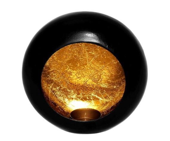 Teelichthalter schwarz Gold Rechaudkerzen Halter Windlicht Metall Teelicht Halter rund Wandteelichthalter Teelichtständer Wanddeko Hängen