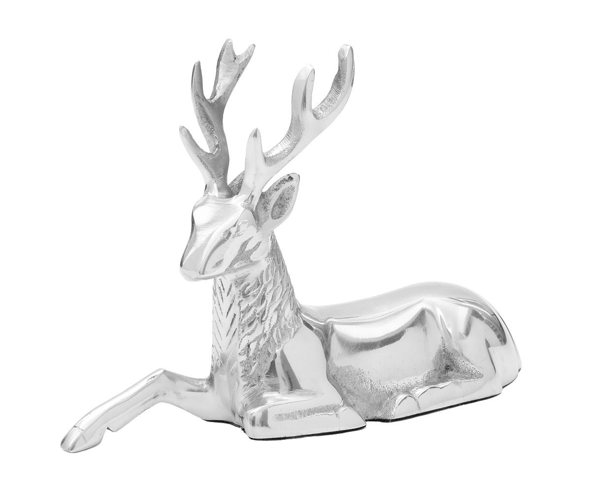 2 Stück Silberne Rentier-Figuren Aus Harz – Perfekte Weihnachtsdeko Für Regal, Tisch Oder Geschenk