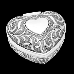 Jewelry box in heart shape antique silver jewelry box silver plated heart jewelry box jewelry box engraving ring case box box image 6