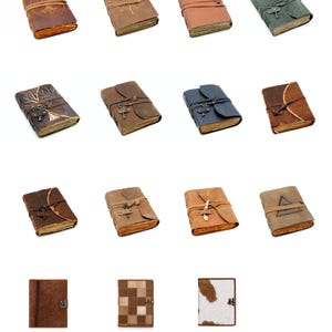 Handgjord anteckningsbok i läder med antikt papper, vintagedesign för skisser, resedagbok, presentdagbok, hög kvalitet, anpassningsbar.