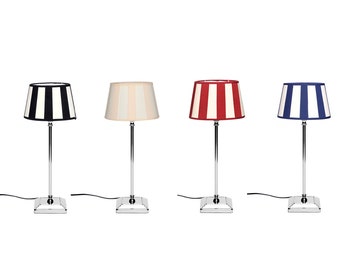 Lampe de table design avec abat-jour rayé pied de lampe carré en chrome lampe de table lampe rayée argent lampe de lecture