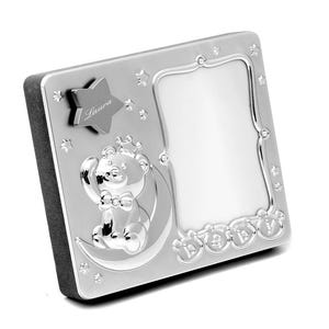 Photo frame baby with music box silver plated tarnish-proof children&#39;s picture frame sleep aid christening gift baby photo souvenir gift parents