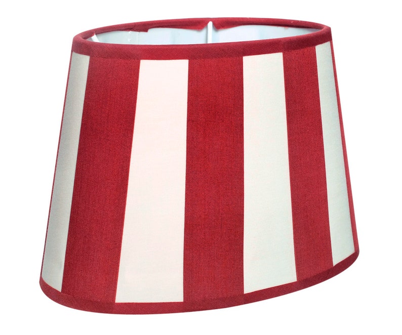 Paralume rigato da tavolo modello rigato design attacco E27 ovale tondo bianco marrone rosso blu nero paralume strisce lampada da tavolo Rot - Creme