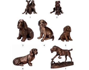 Dog Figures Art Sculpture en Résine Dog Figure Synthetic Resin Art Object Handmade Hunting Dog Bronze Powder Cocker Spaniel Decorative Figure Decoration Animal nouveau