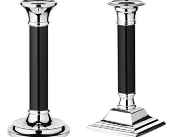 Candlestick Silver-Plated Black 2 Sizes Candle Holder Candlestick Silver Set Metal Large Tall Round Square Modern Candle Stand Decoration