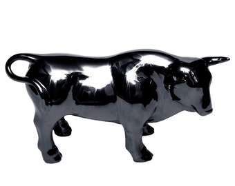 Design Ceramic Figure Bull Glazed Figure Cow Sculpture Modern Decorative Figure Ox Bull Decoration Stock Exchange Animal Figure Paperweight Office Animal